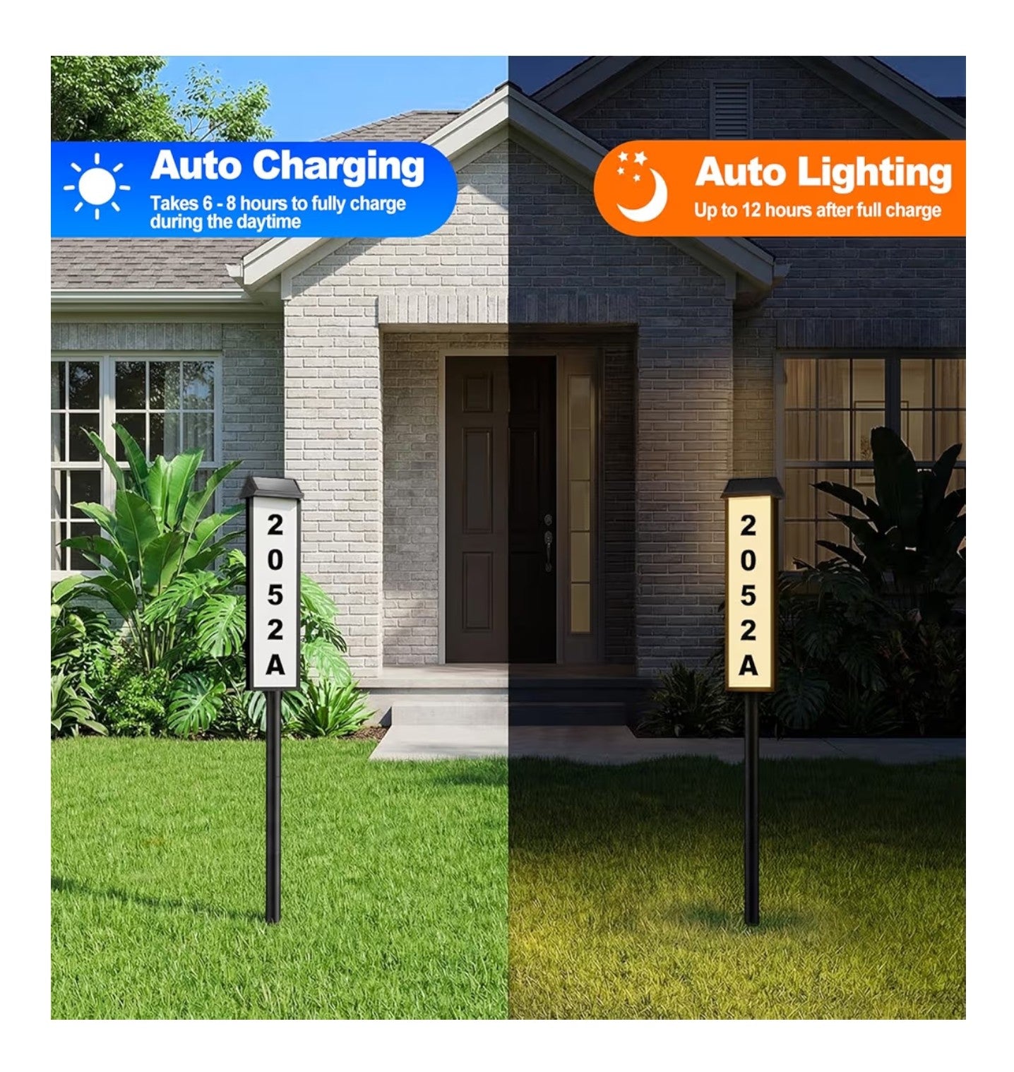 Brightever Solar Address Sign, House Number for Outside Waterproof