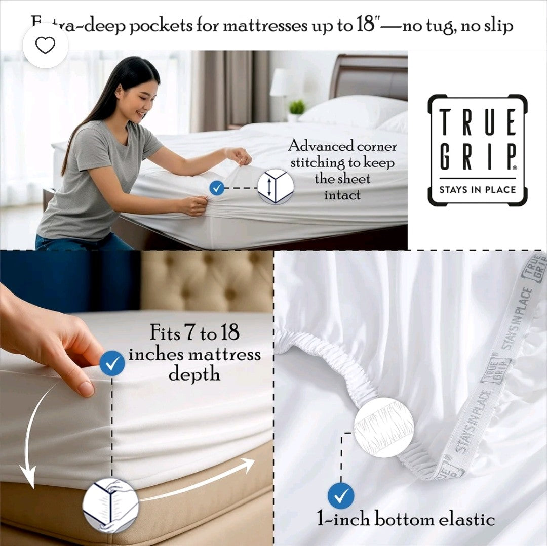 Purity Home 100% Cotton King Bedsheet Set, Sateen Green Wrinkle-Resistant 4-Piece Set Light Blue