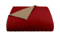 Martex King Reversible Coverlet | Lightweight Soft Easy Care Quilt | Khaki/Red