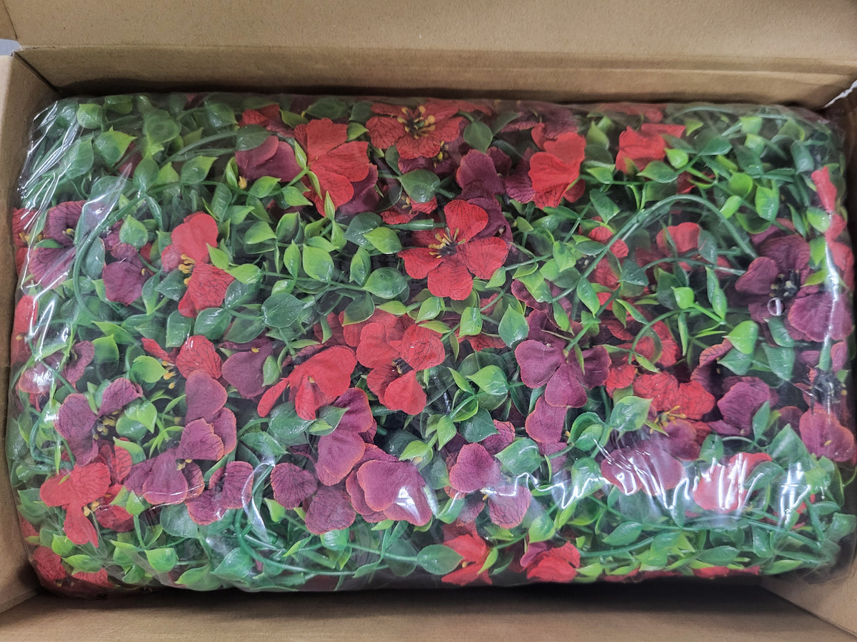 Artificial Hanging Flowers, Red/Reddish Brown (4 Pack)