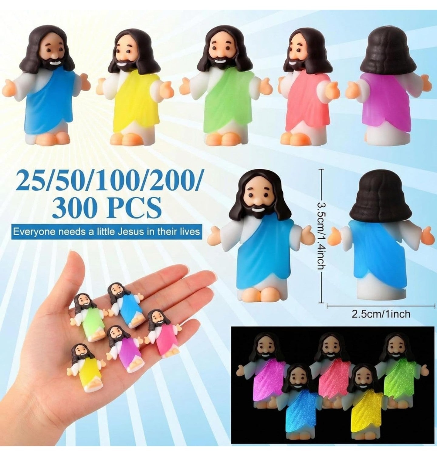 (123)
Barydat 200 Pcs Little Jesus Figures Glow in The Dark.