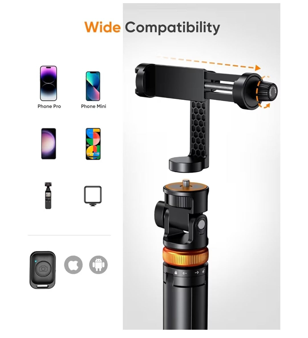 EUCOS 62in Selfie Stick Tripod with Remote