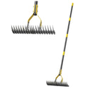 19-Tine Cold-Pressed Steel Dethatcher Rake - 72 inch Adjustable Handle.