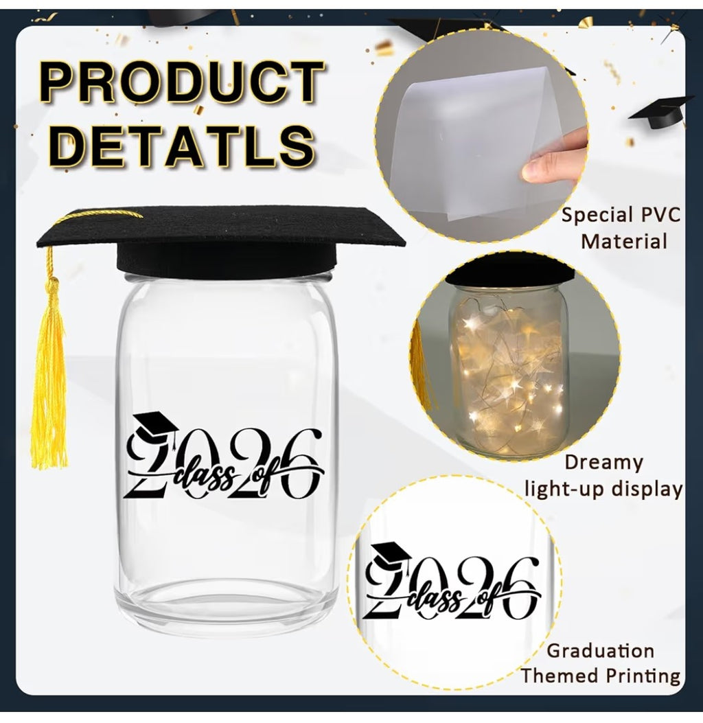 Mason Jar Graduation Cap Centerpieces set of 6