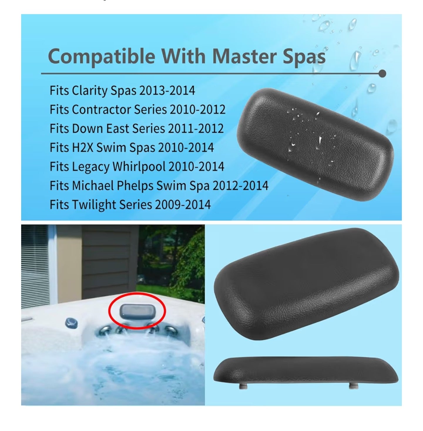 4 Pack Hot Tub Compatible with Master Spas Pillow