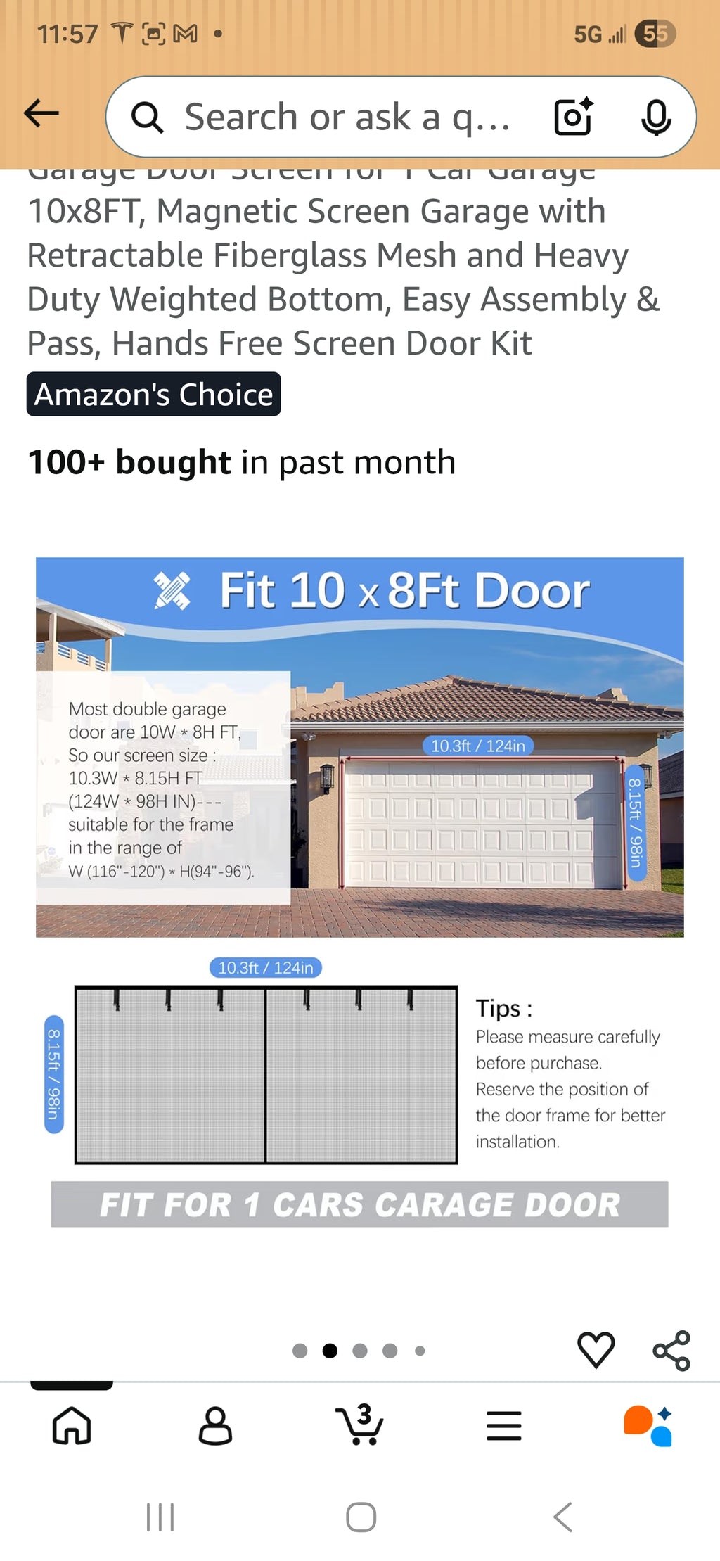 Garage Door Screen for 1 Car Garage 10x8FT