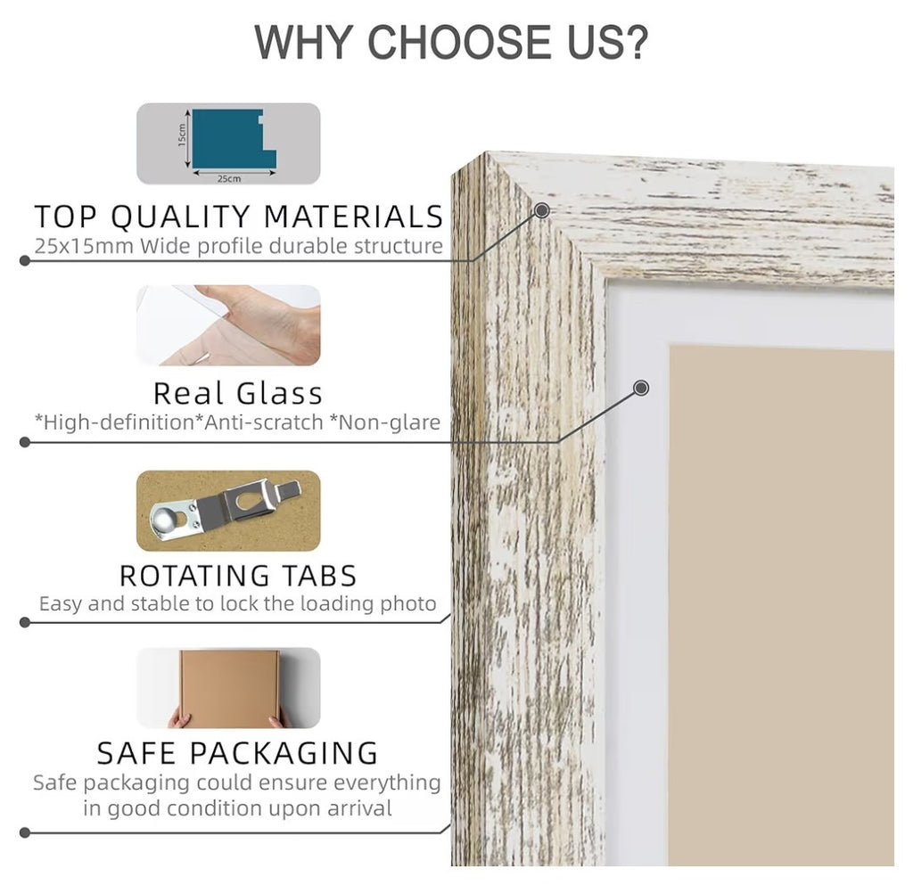 Distressed White Wood Picture Frames 11x14 (4 pack)