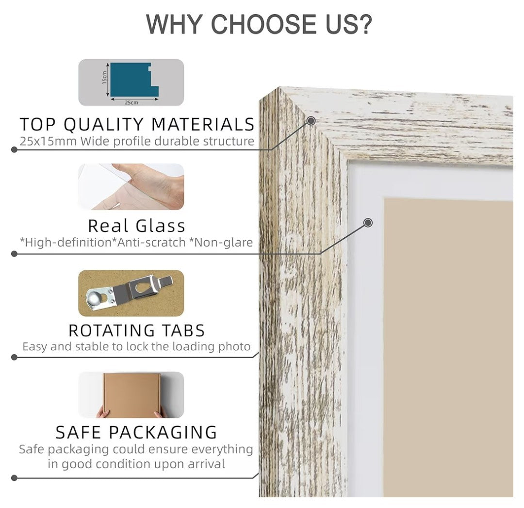 Distressed White Wood Picture Frames 11x14 (4 pack)