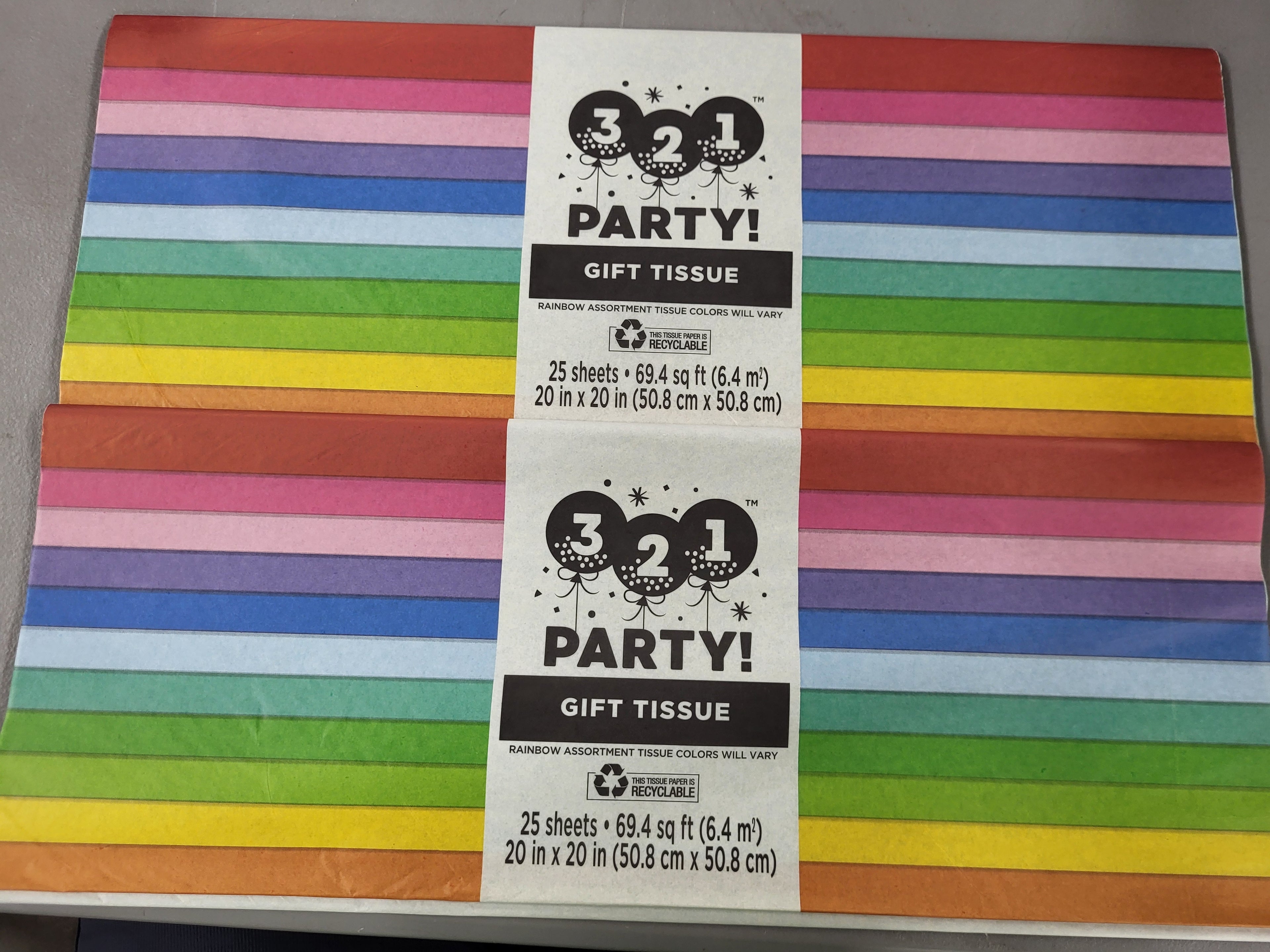 Rainbow Assortment of Tissue Paper (50 toal sheets)