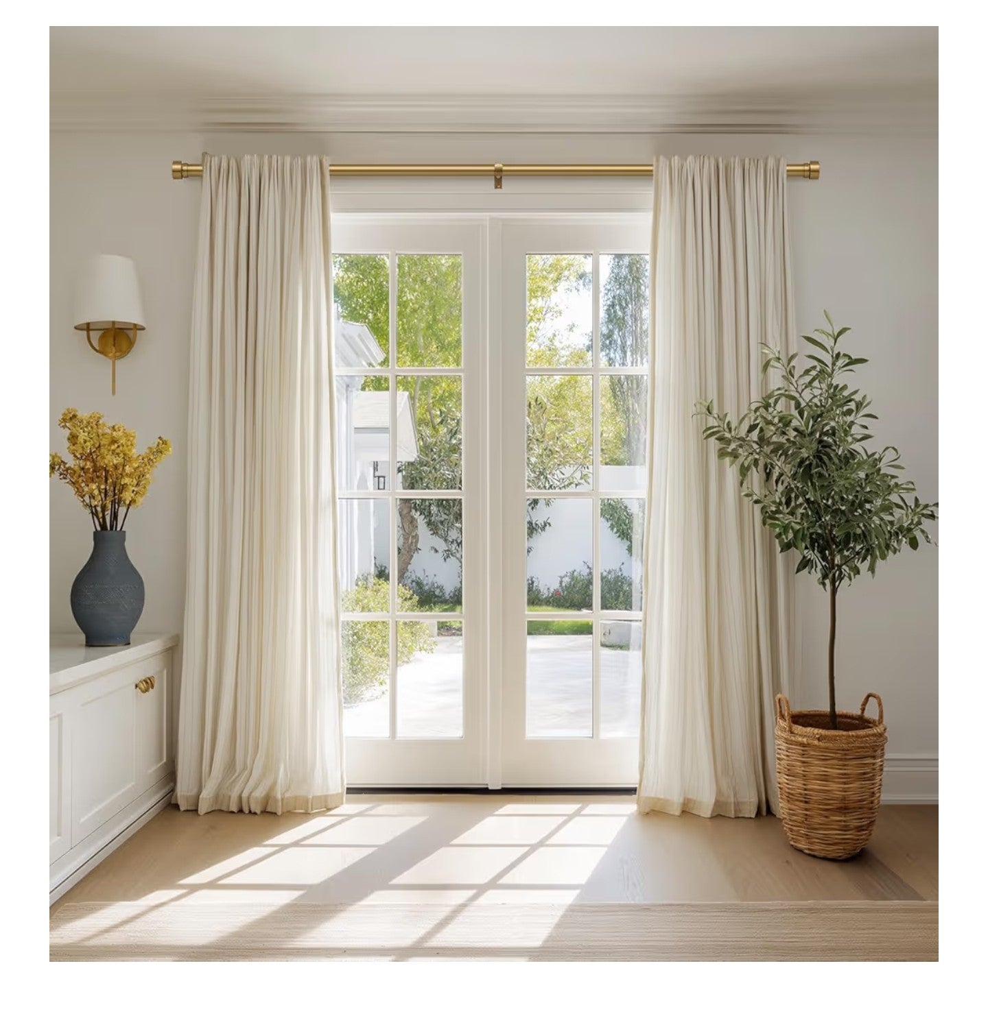 Lootkell Warm Gold Curtain Rods for Windows 72 to 144 Adjustable Length Heavy Duty