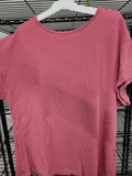Round Neck Short Cap Blouse (Large)