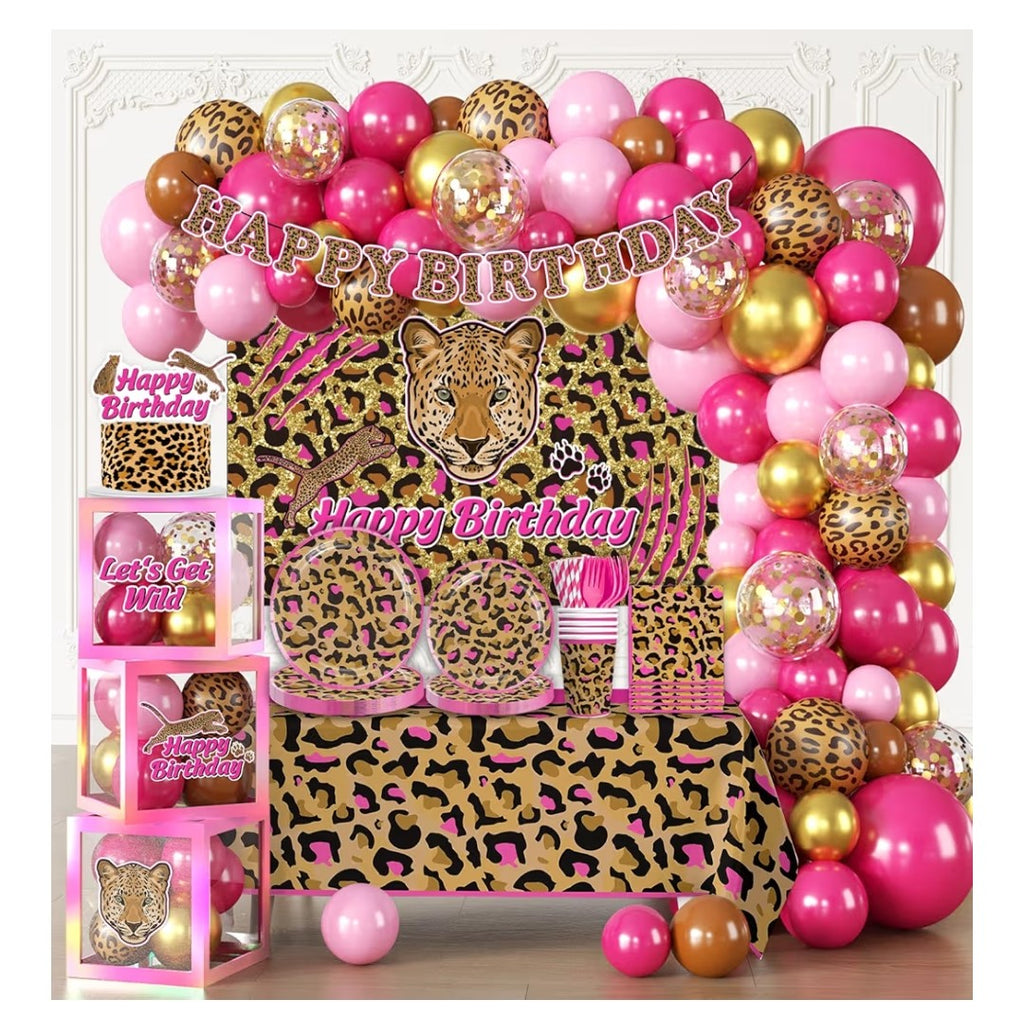 Pink Cheetah Print Birthday Decorations