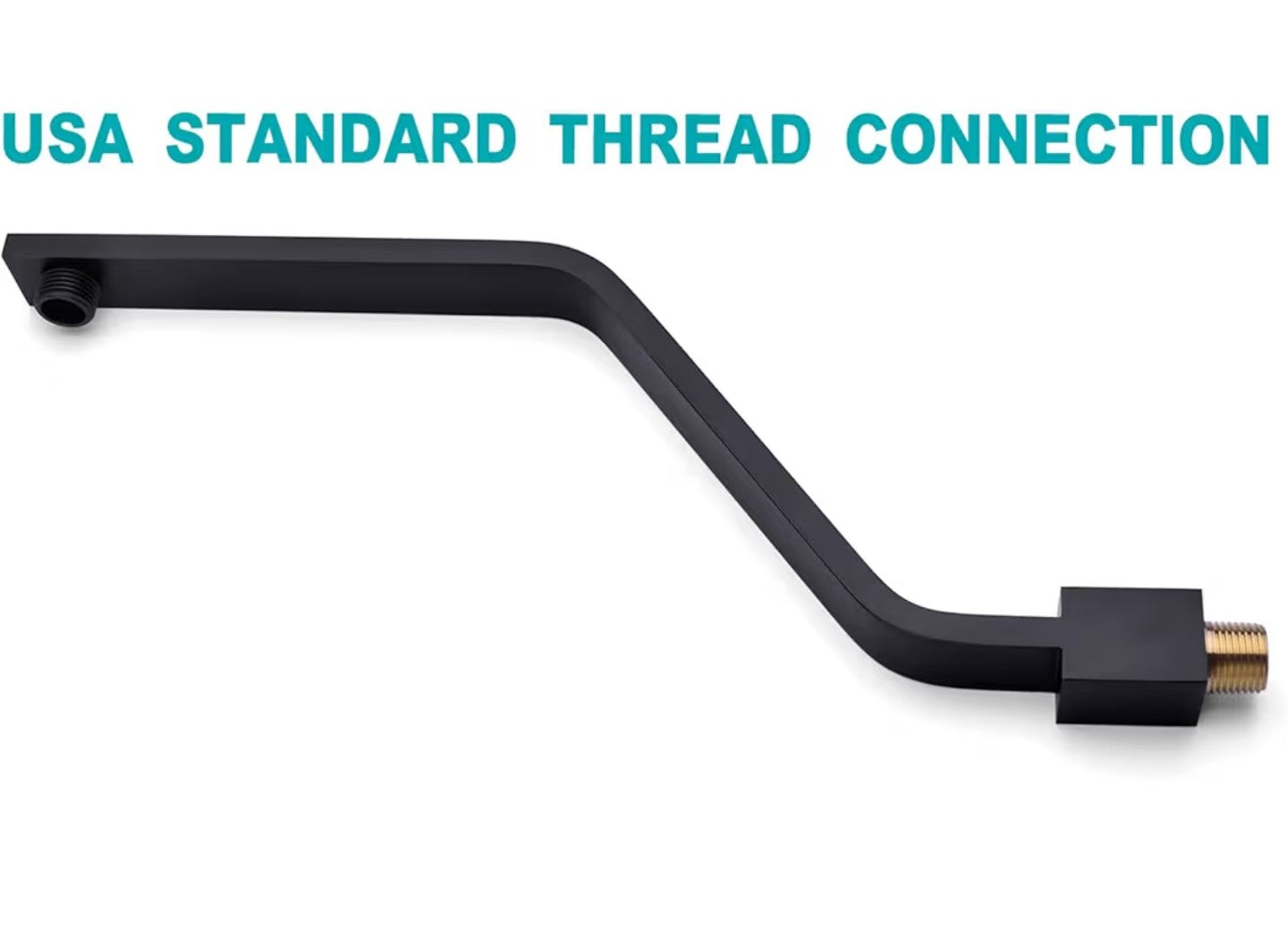 16 Inch S Shape Matte Black Shower Head Arm, Square Wall Mounted Shower Arm and Flange Included