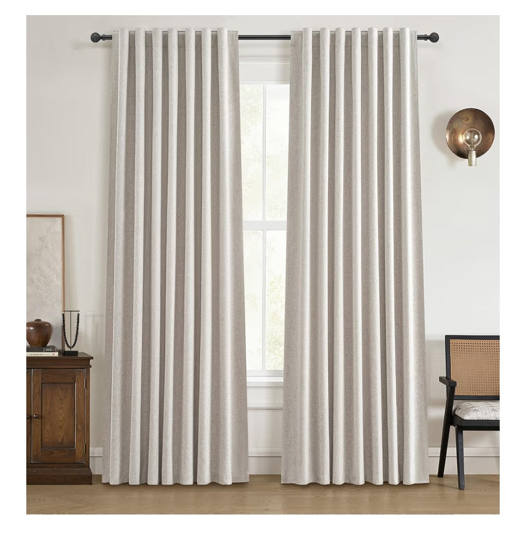 QJMYDECO Blackout Curtains 84in 2 Panels (Natural Linen)