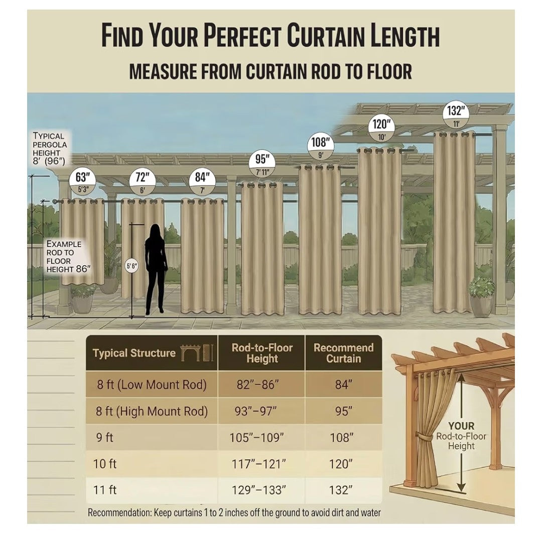 Diva En Camino Outdoor Waterproof Curtain 105x84in 2 pannels (Taupe)