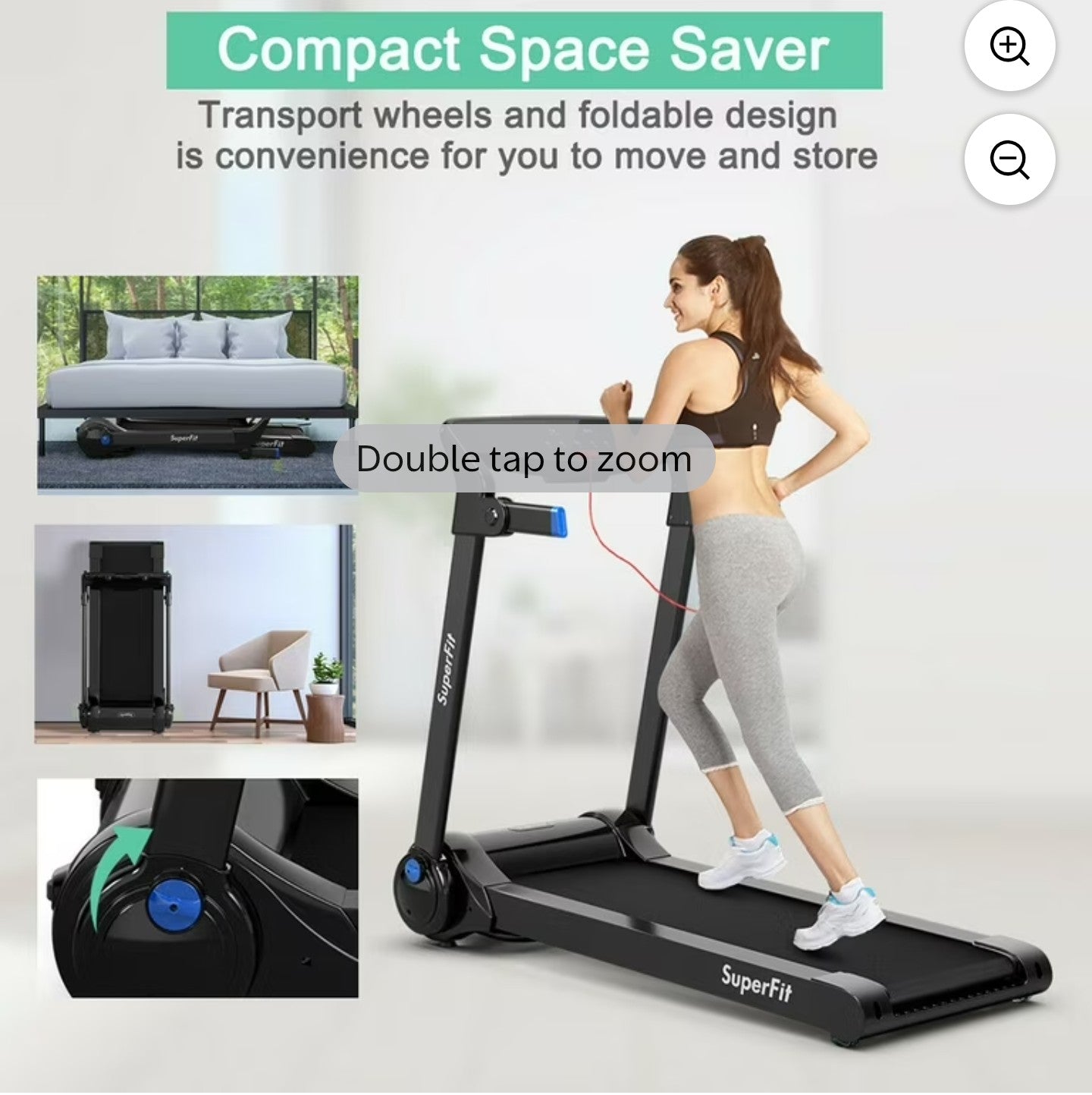 Costway 3HP Folding Electric Treadmill Running Machine w/ Speaker Blue