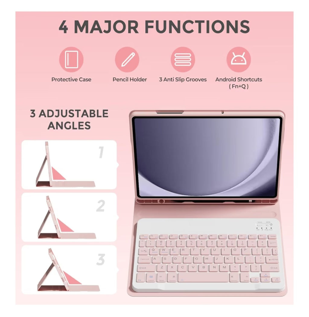 Wireless Keyboard Case & Mouse Combo Samsung Galaxy Tab S10, S9, S8 (Pink)