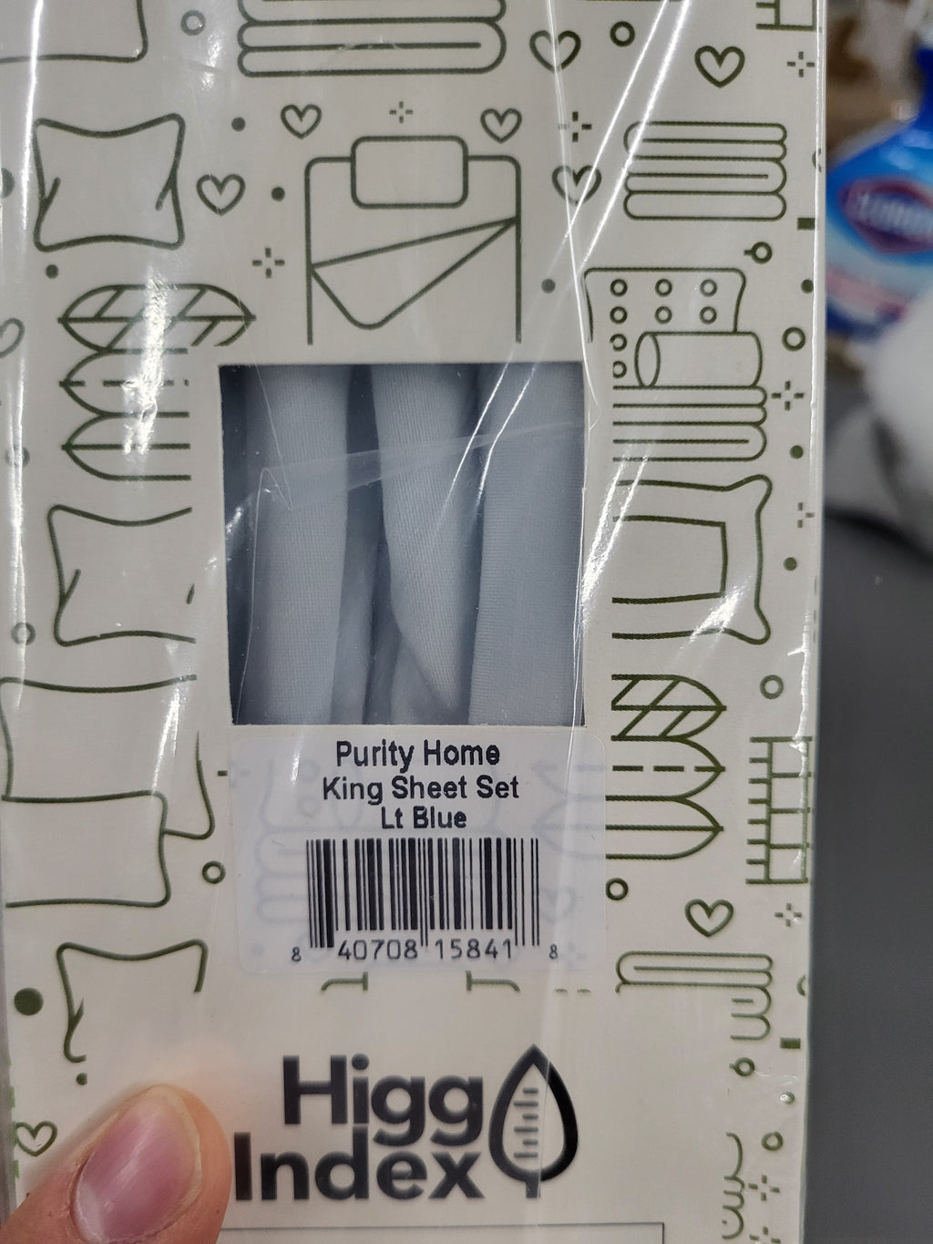 Purity Home 100% Cotton King Bedsheet Set, Sateen Green Wrinkle-Resistant 4-Piece Set Light Blue