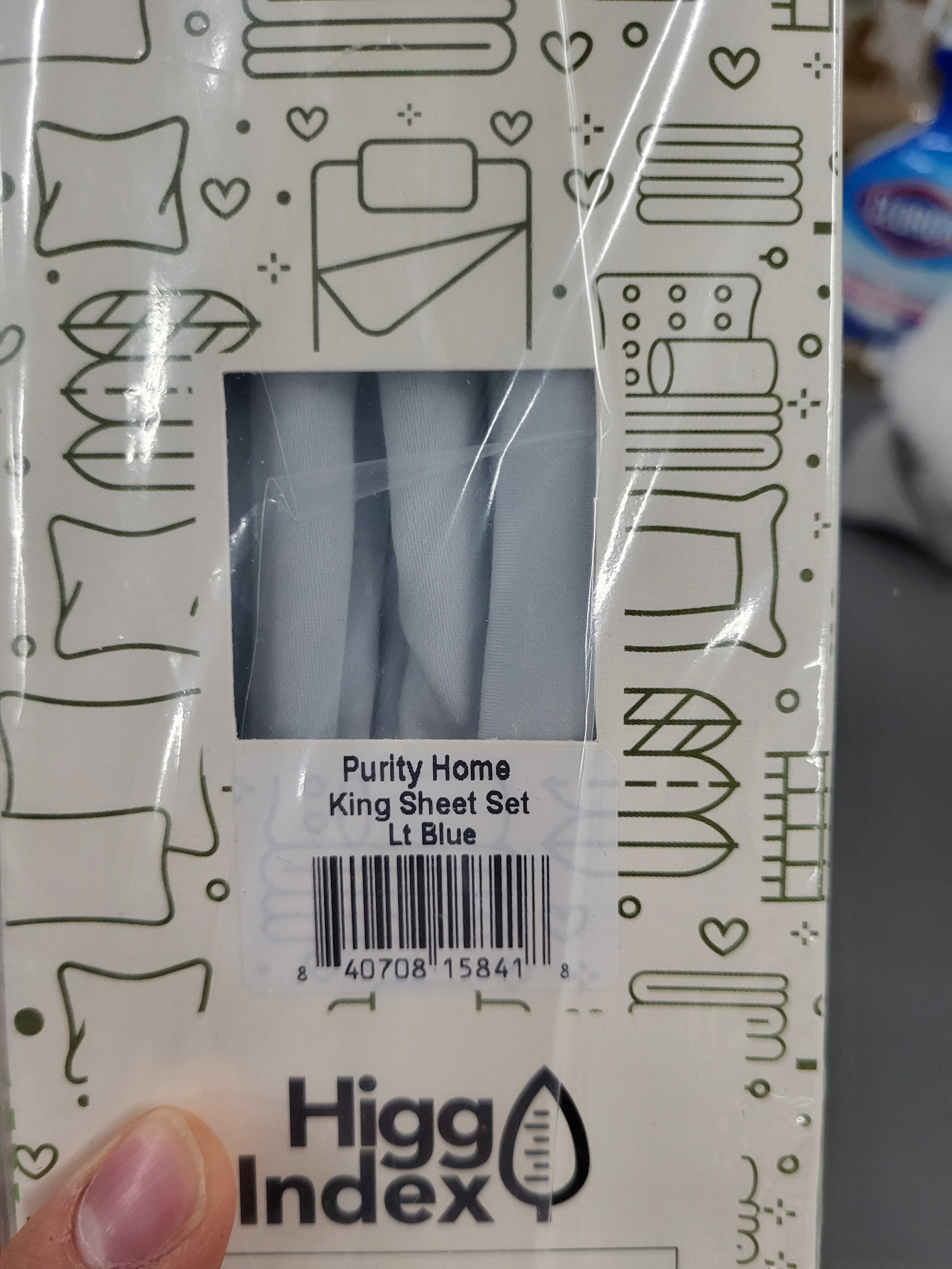 Purity Home 100% Cotton King Bedsheet Set, Sateen Green Wrinkle-Resistant 4-Piece Set Light Blue