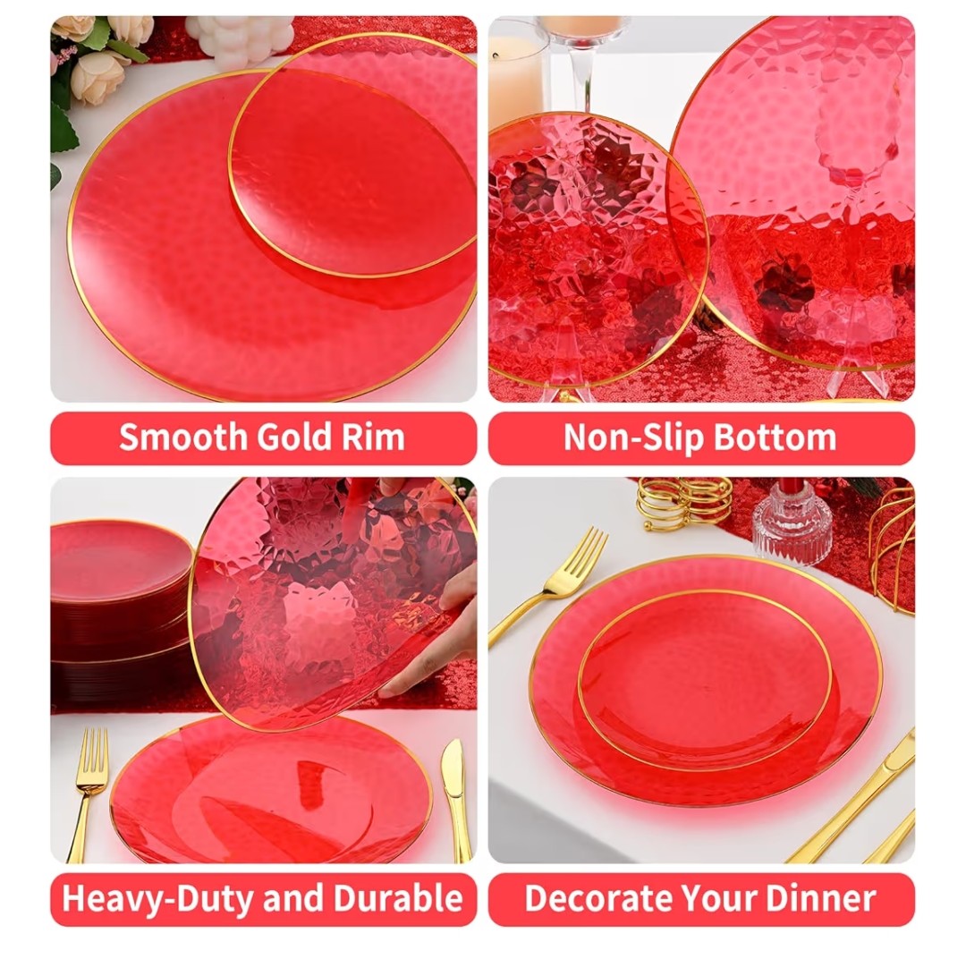 Red Plastic Plates 72pc