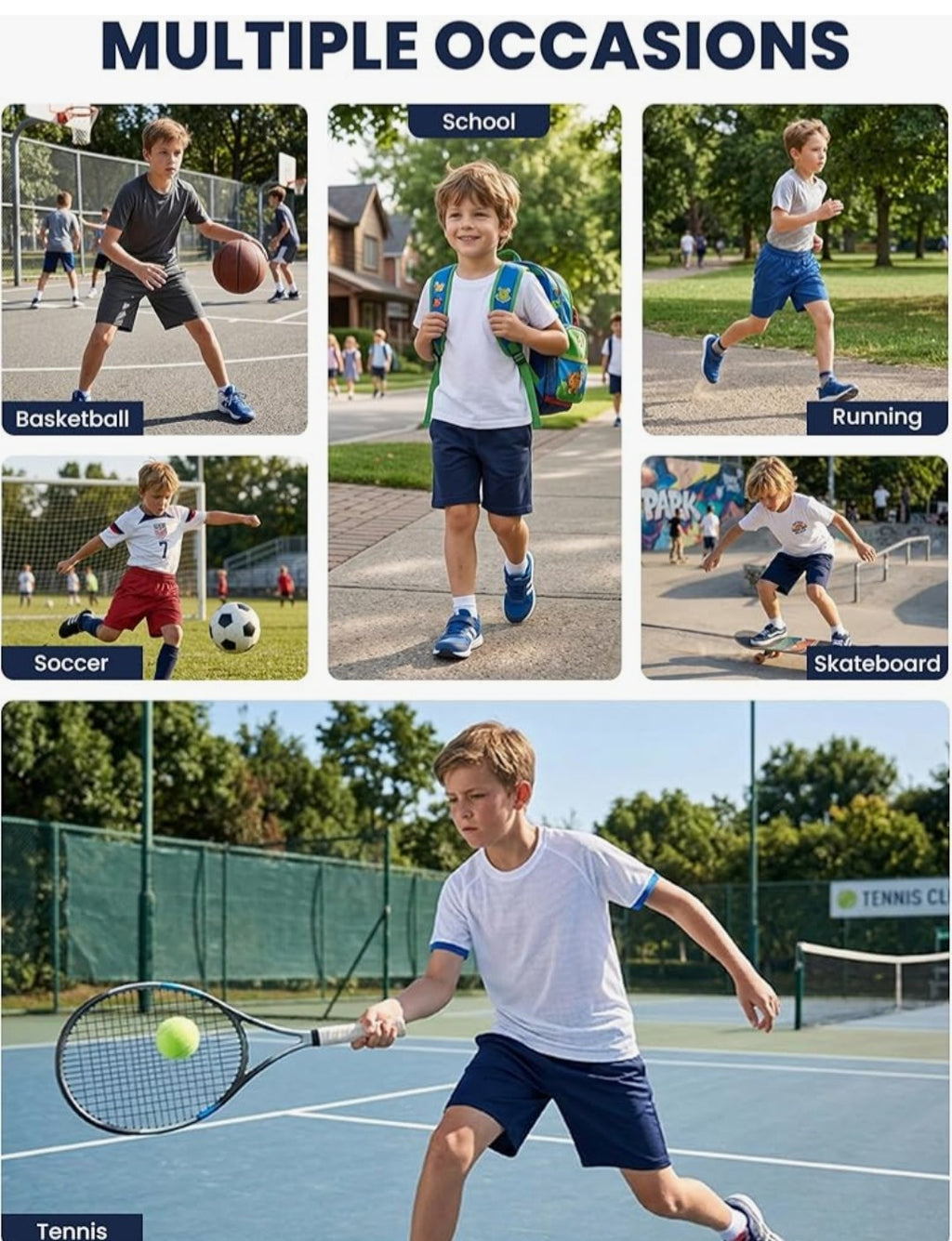 Rupy Boys Athletic Basketball Shorts 5 pack (Size Large)