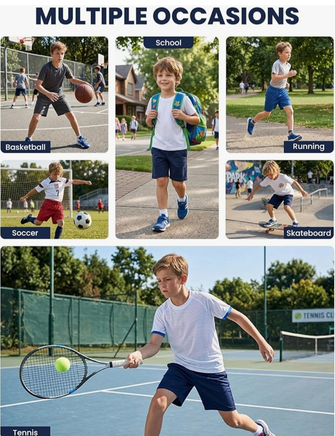 Rupy Boys Athletic Basketball Shorts 5 pack (Size Large)