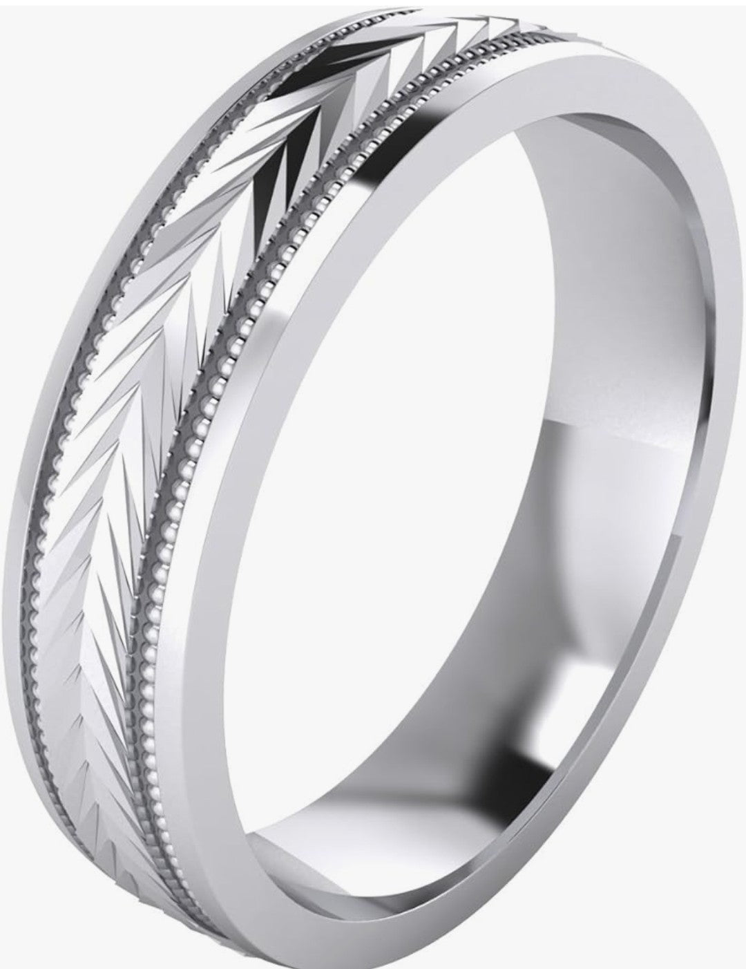Landa Jewel Wedding Band Diamond Cut Pattern (Size 7)