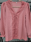 V Neck Long Sleeve Blouse (Small)