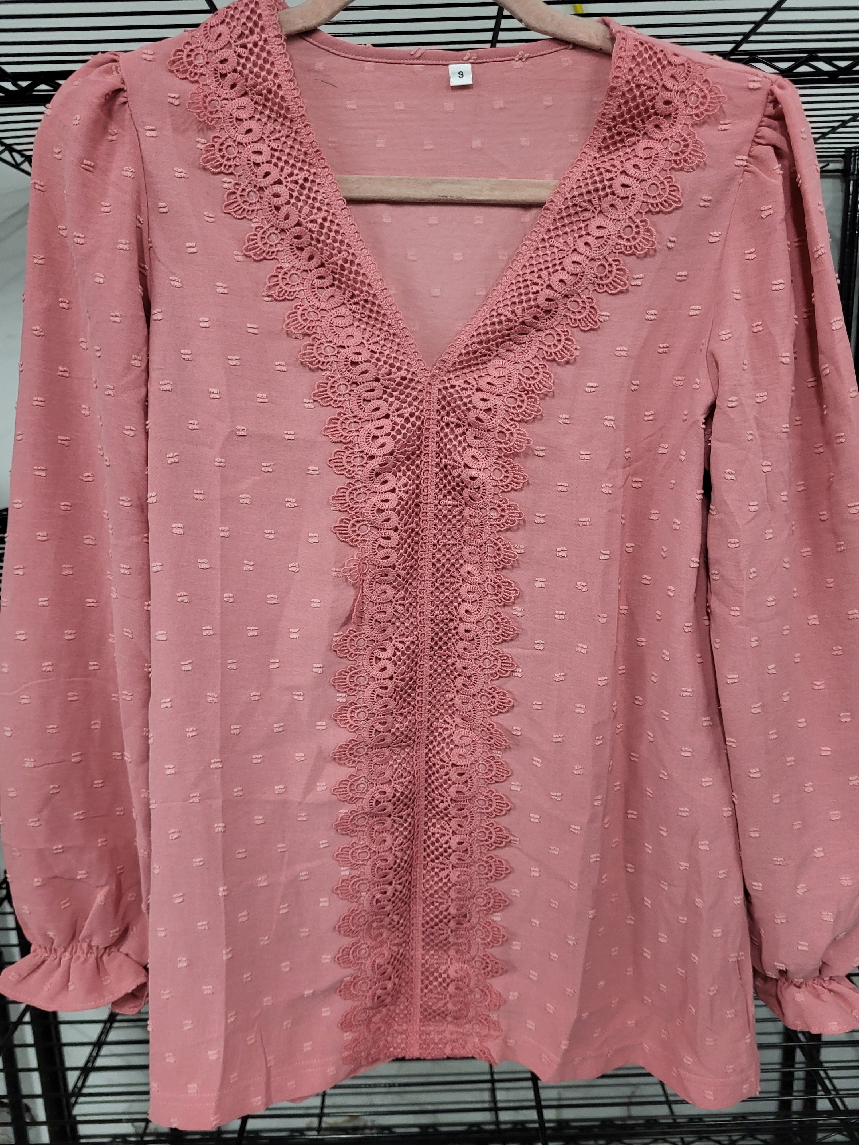 V Neck Long Sleeve Blouse (Small)