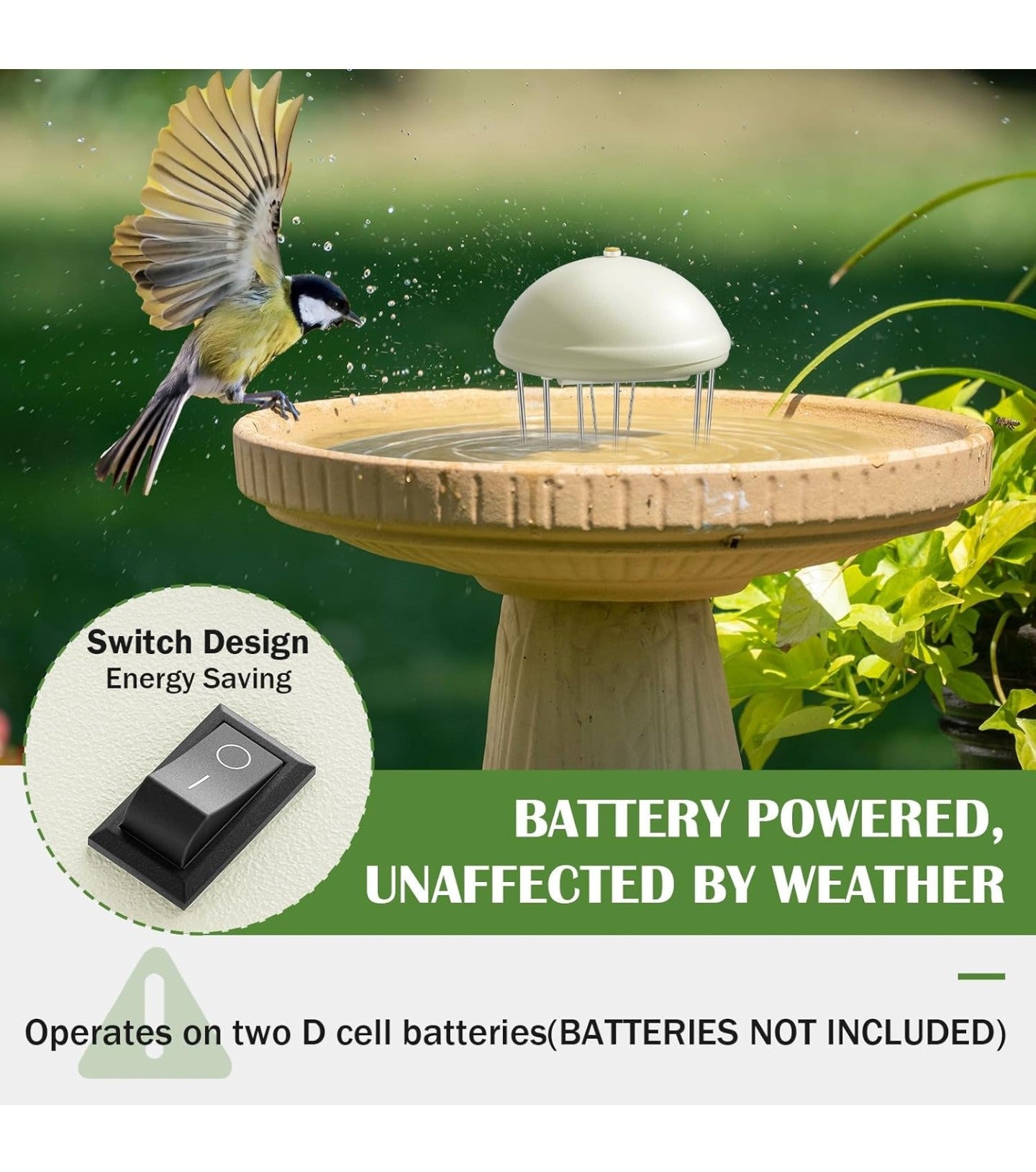 Buzzlett Bird Bath Water Circulator, Water Agitator for Bird Bath.