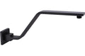 16 Inch S Shape Matte Black Shower Head Arm, Square Wall Mounted Shower Arm and Flange Included