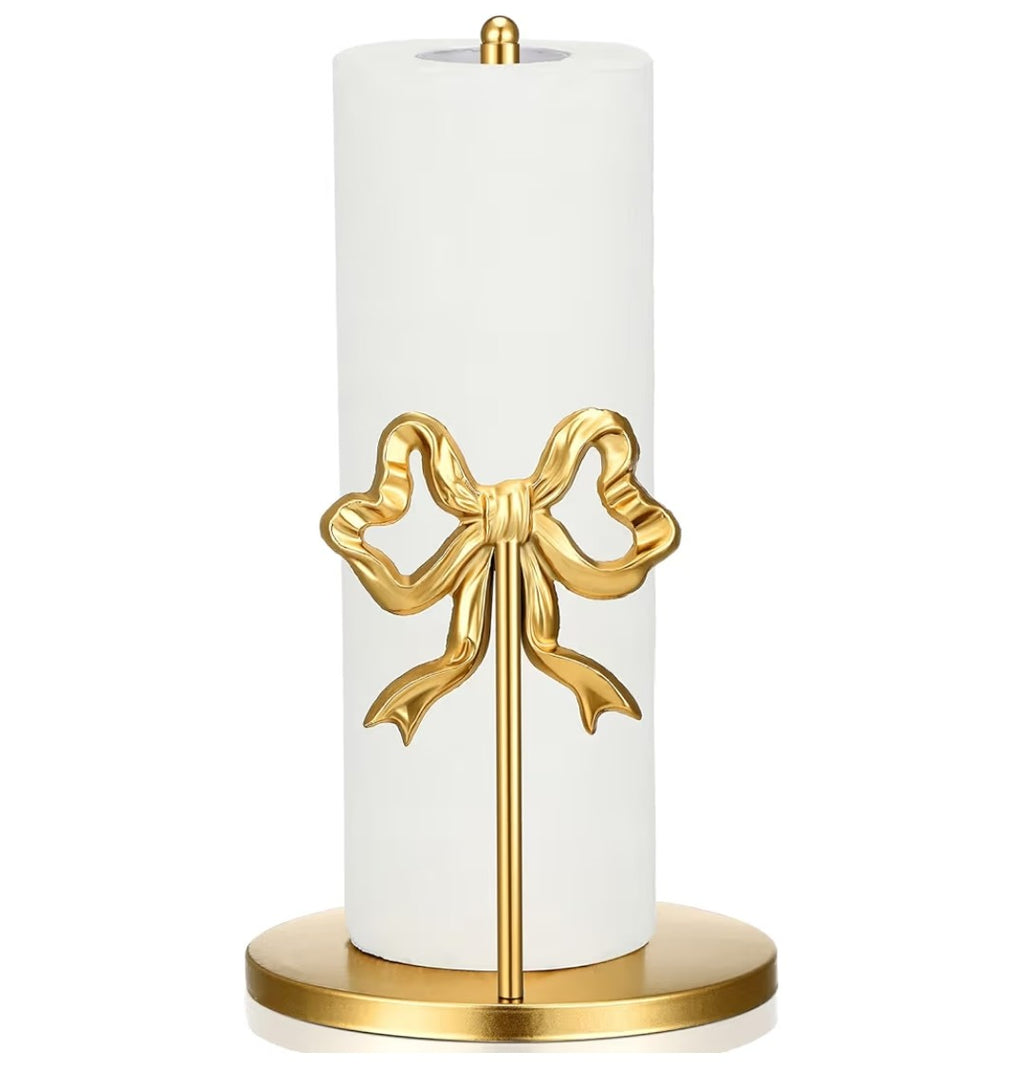 Gold Bow Paper Towel Holder