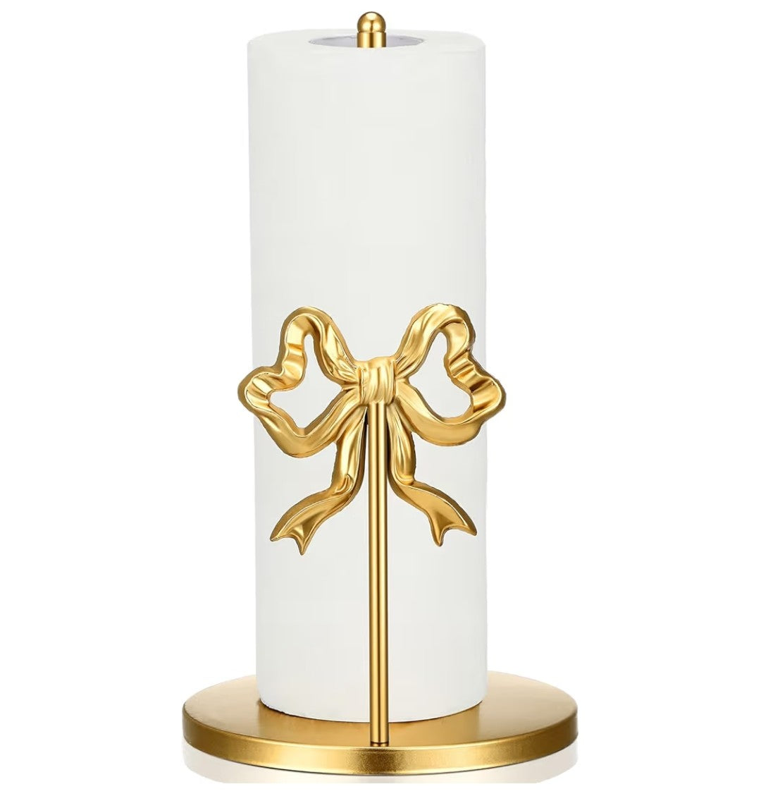 Gold Bow Paper Towel Holder