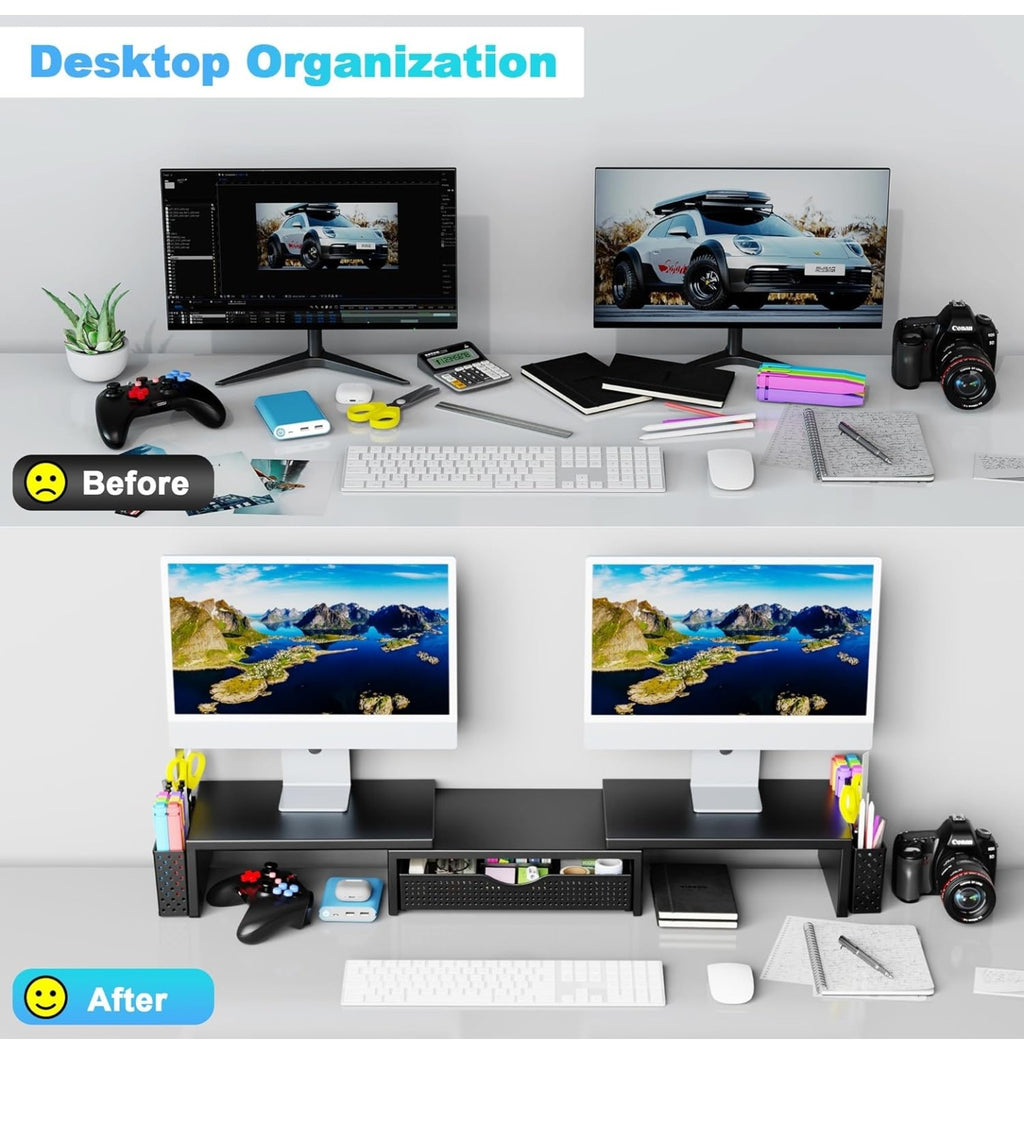 Spacrea Metal Desk Organizers and Accessories, Dual Monitor Stand.