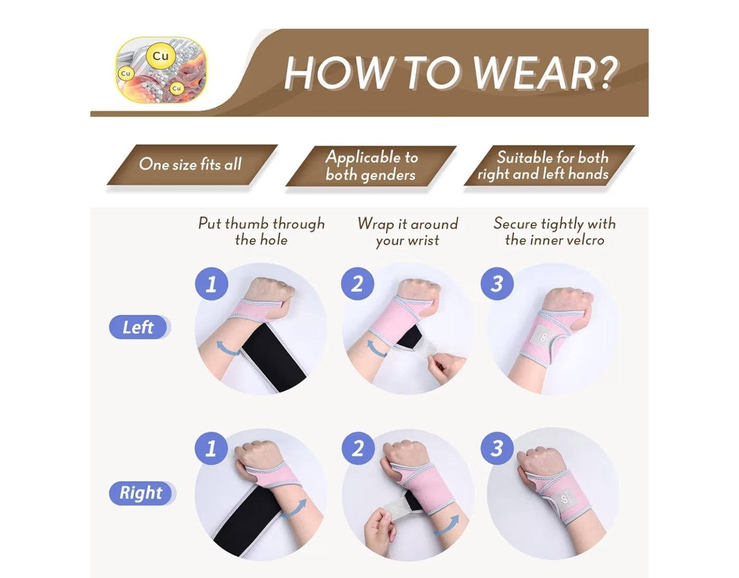2 Pack Copper Wrist Brace Support.