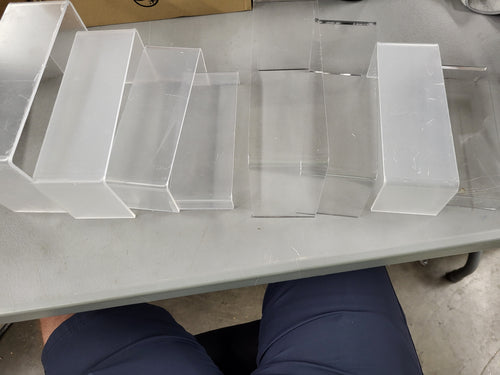 Aheroi Large Acrylic Risers, 8 Pcs 2 Set(7â€L~8â€L~9â€L) Acrylic Display Set Rectangular Stands Shelf Clear Display Risers for Decor, Cake Shelves Retail Shoe Showcase