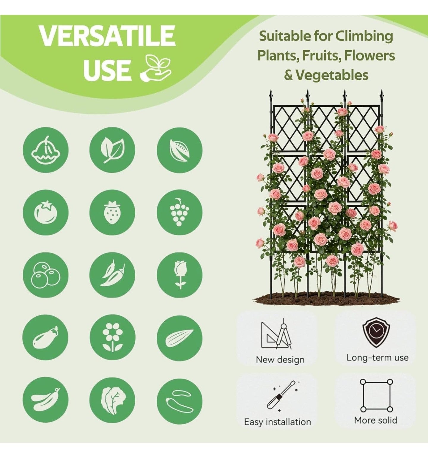 Garden Trellis for Climbing Plants Outdoor - 65"