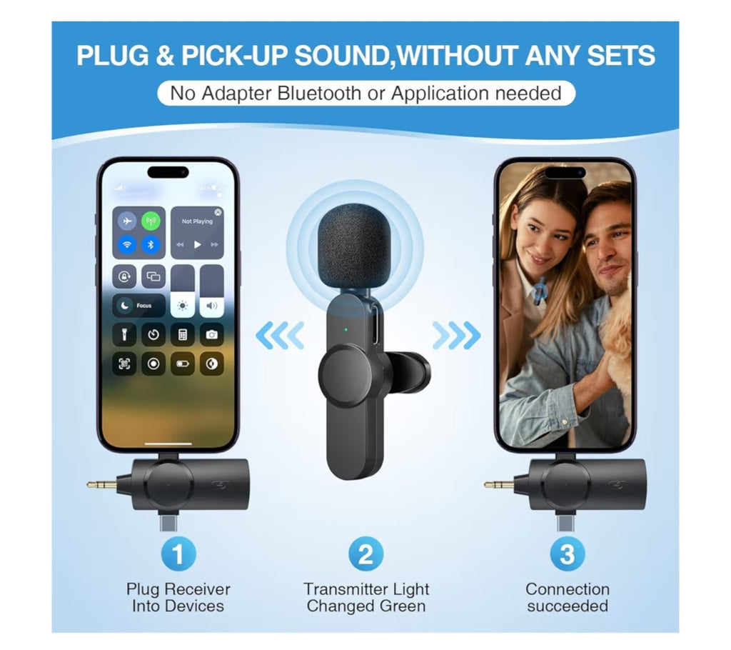 A Wireless Lavalier Lapel Microphone for iPhone, iPad, Android