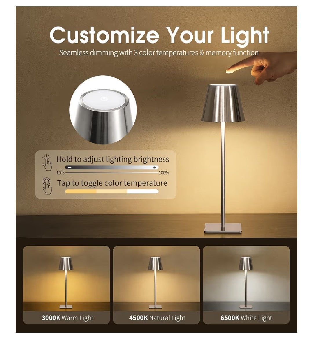 U.E Cordless Table Lamp 3 pack (Silver)