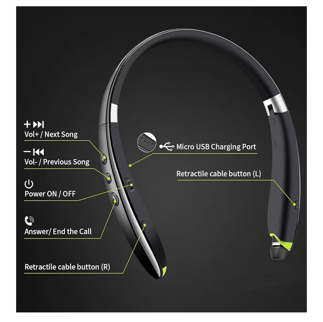 Bluetooth Headphones with Retractable Earbuds