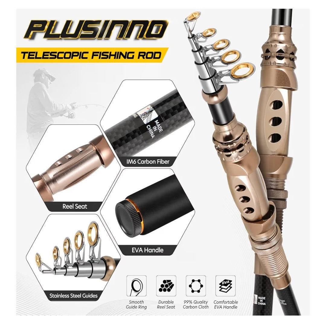 Plusinno Telescopic Fish Pole with Reel