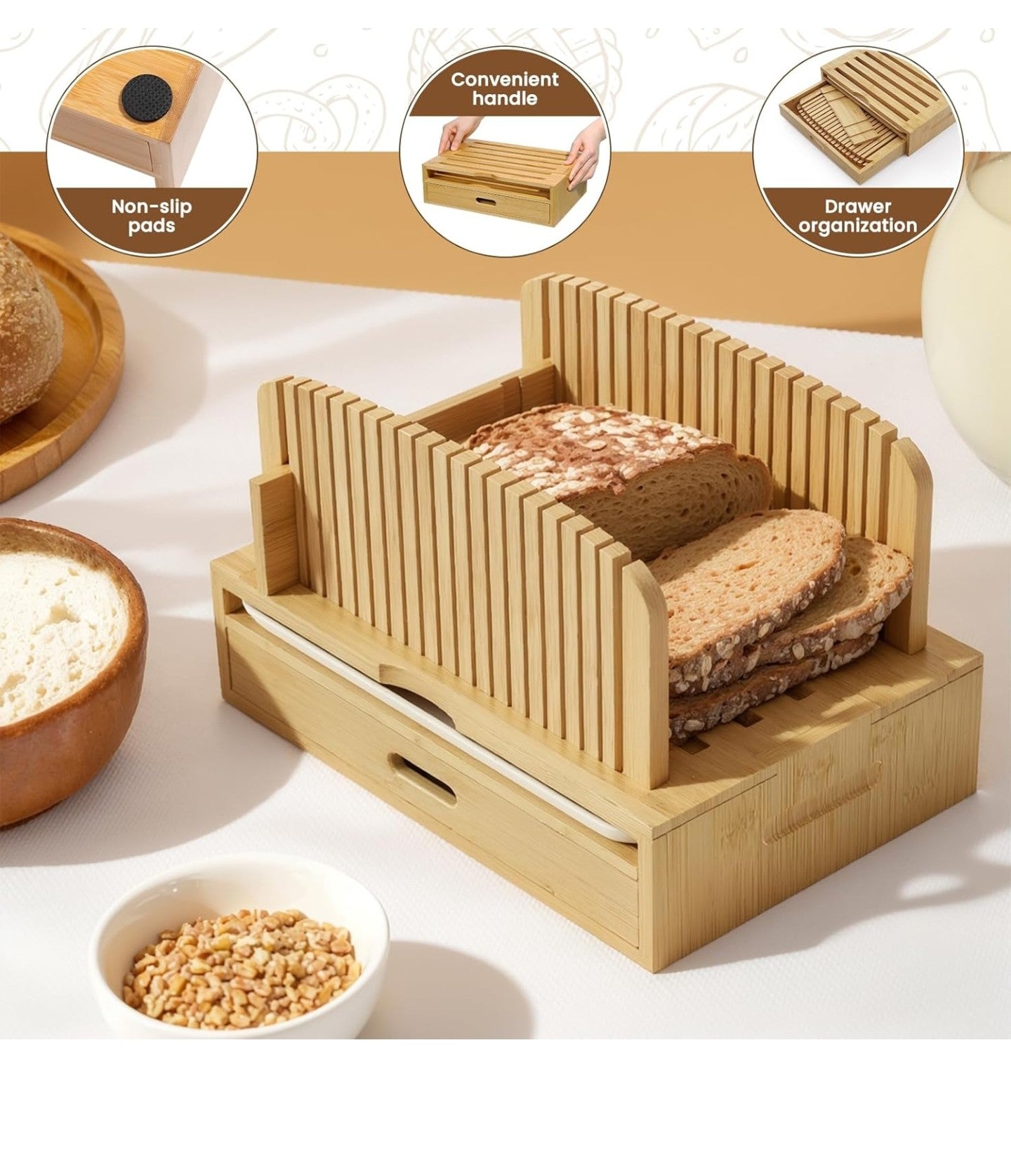 Bamboo Bread Slicer for Homemade Bread.