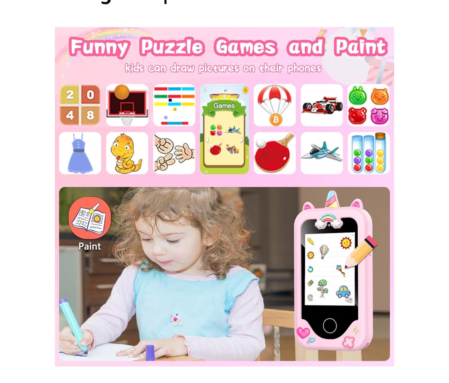 Kids Smart Phone with Dual Camera, Game & Music