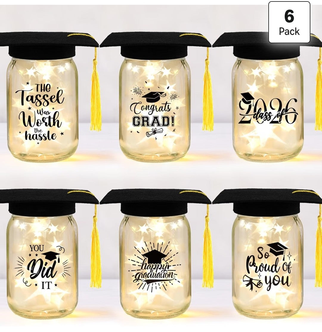 Mason Jar Graduation Cap Centerpieces set of 6