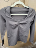 Long Sleeve Crew Neck Stretch Fitted Tee (M)