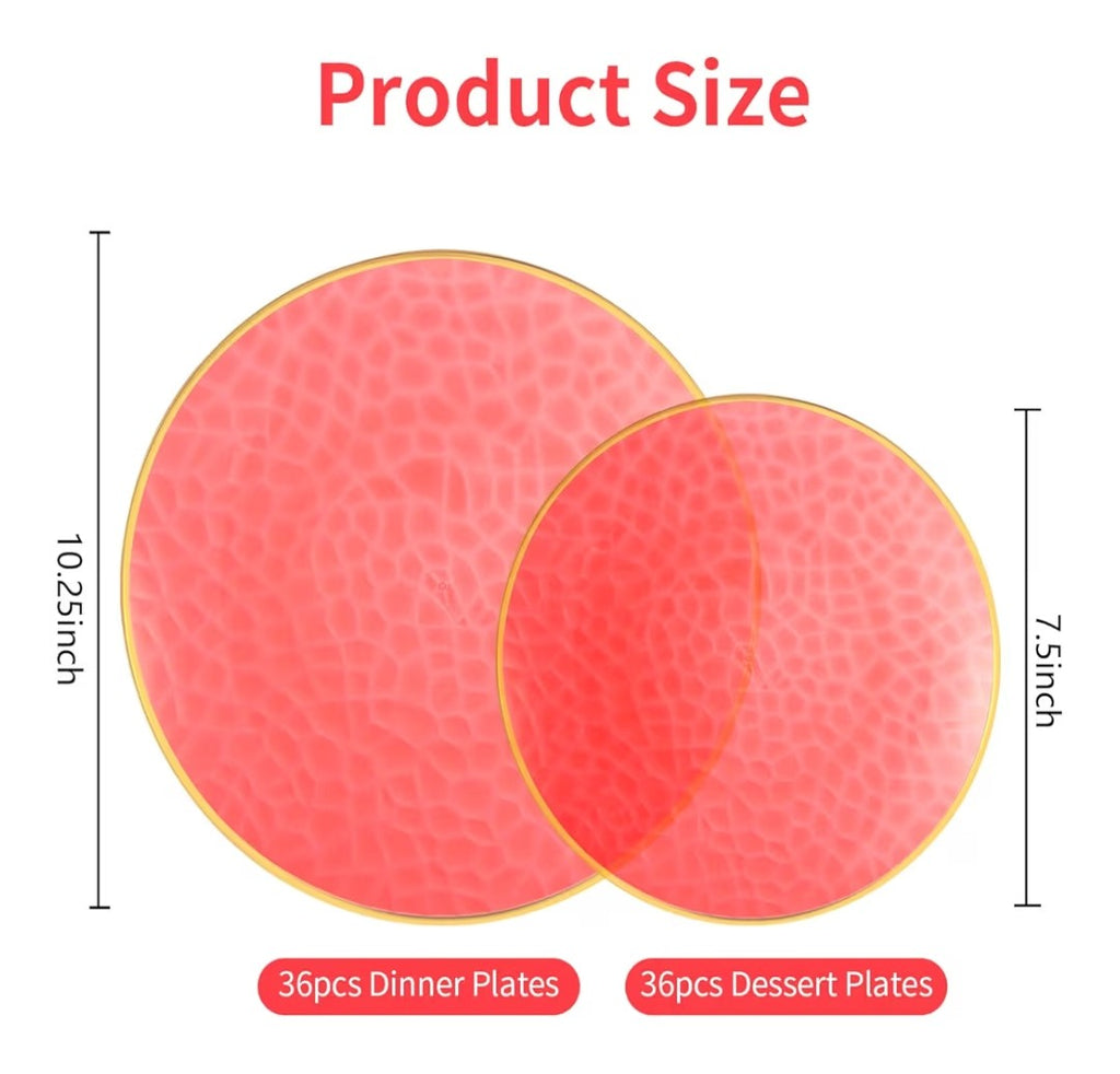 Red Plastic Plates 72pc