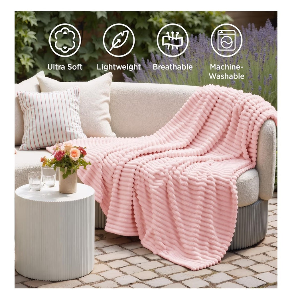 Bedsure Fleece Throw Blanket (Coral Pink)