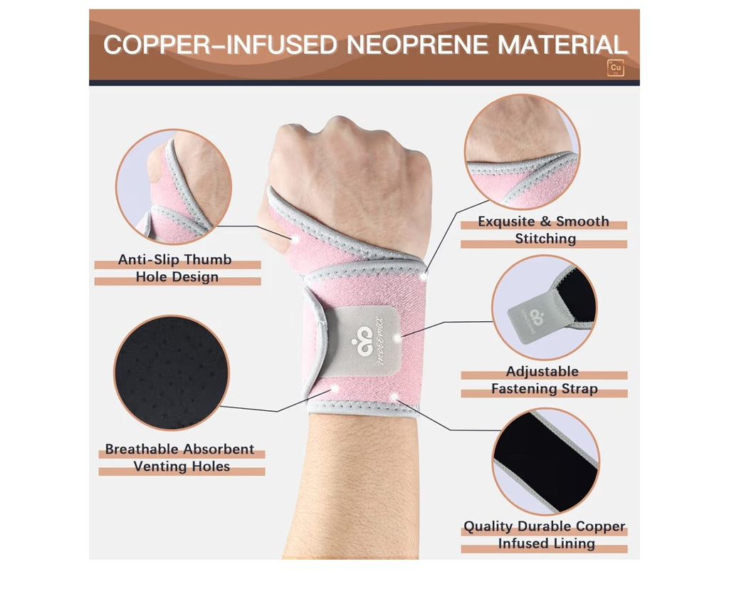 2 Pack Copper Wrist Brace Support.
