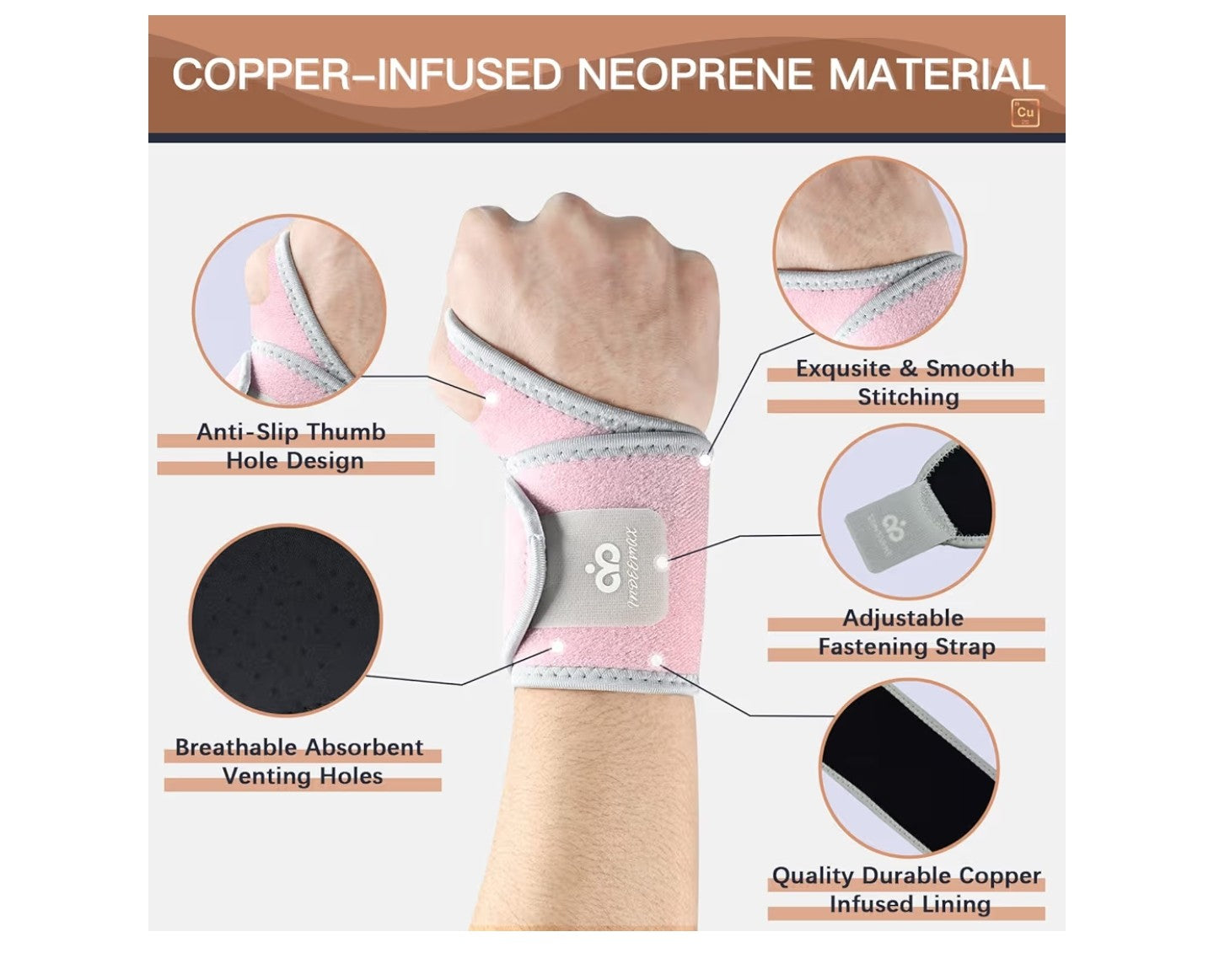 2 Pack Copper Wrist Brace Support.