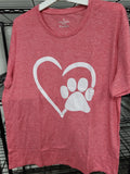 Heart with Paw Print T-Shirt (XL)